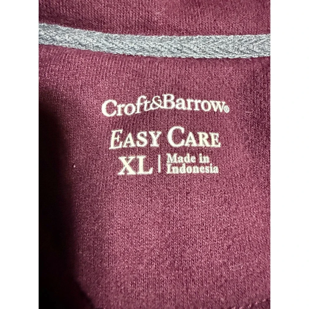 Croft & Barrow Quarter Zip Sweatshirt Mens XL Burgundy Good Easy Care Fleece